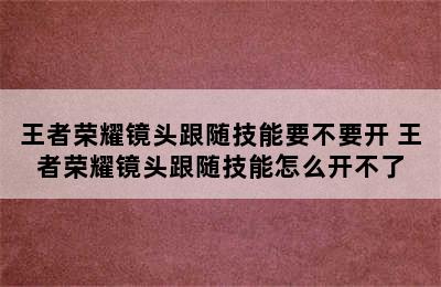 王者荣耀镜头跟随技能要不要开 王者荣耀镜头跟随技能怎么开不了